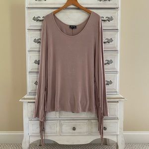 Vici Beige Fringe Top